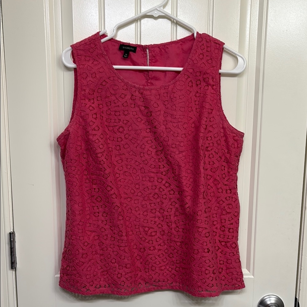 Talbots Pink Sleeveless Lace Top‎